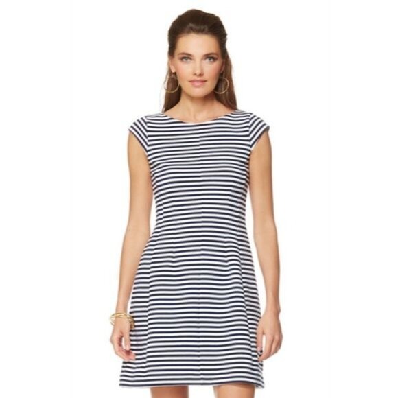 Lilly Pulitzer Dress Women's Small Briella Ottoman Stripe Cap Sleeve Zip Back - Picture 1 of 16
